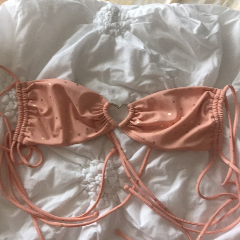 Victoria’sSecret PinkPolka Dot GoldHeart BikiniTOP